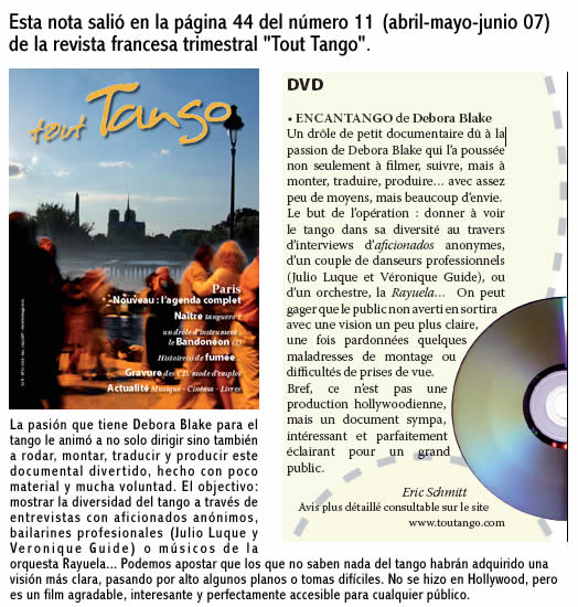 Nota de la revista toutTango